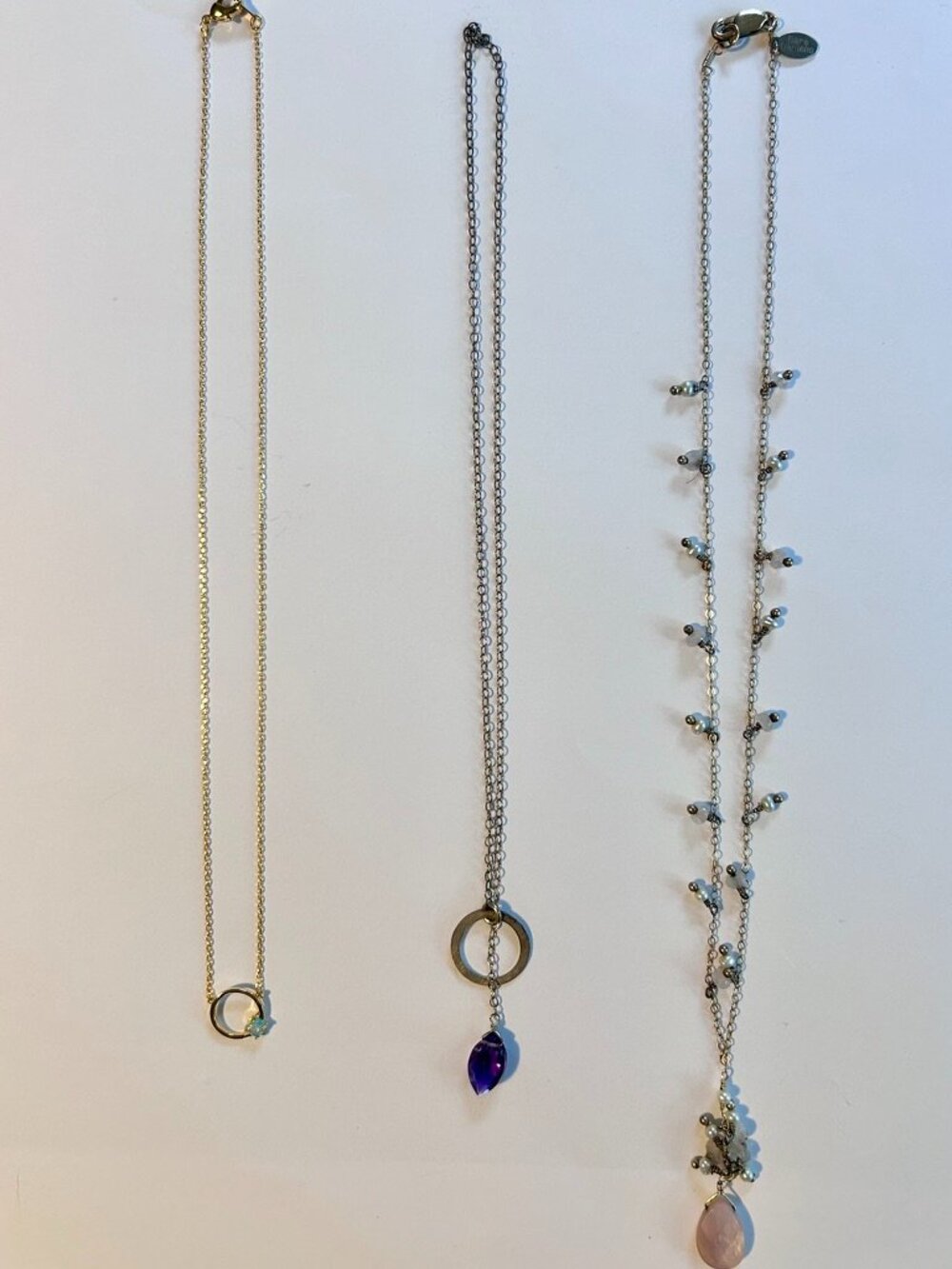 Costume Gold & Silver Dainty Necklaces - Pink, Purple, Turquoise